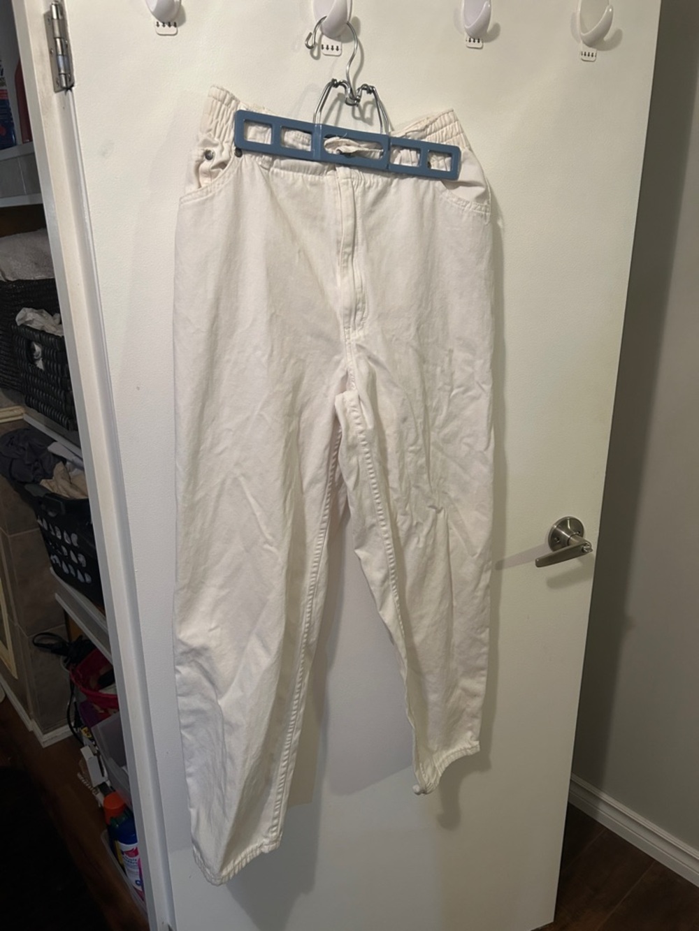 Women's White Elastic-Waist Pants